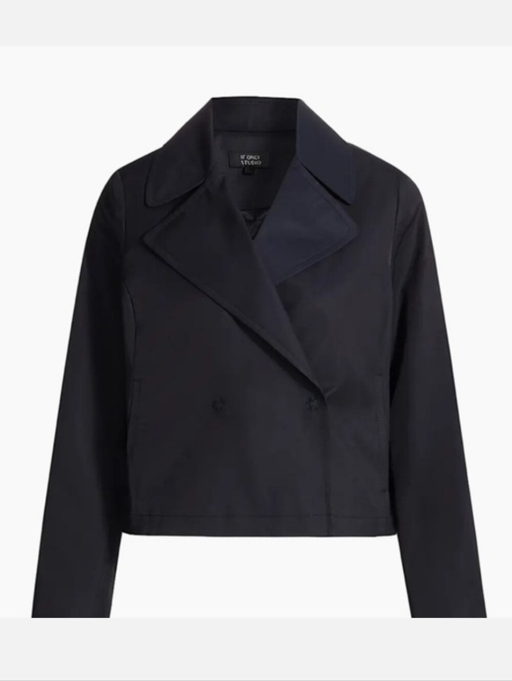 NWT If Only Studio Navy Cotton Blend Cropped Jacket Size Small